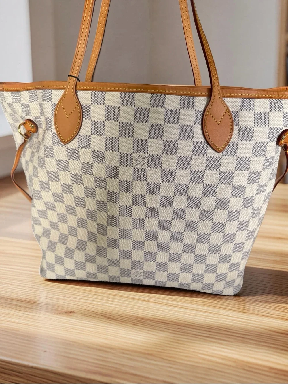 Authentic Preowned Louis Vuitton Damier Azur Neverfull MM Canvas Tote Handbag